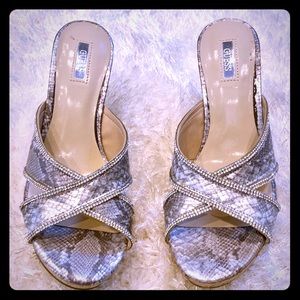 Guess silver Snake Size 9 wedge Heel Shoes